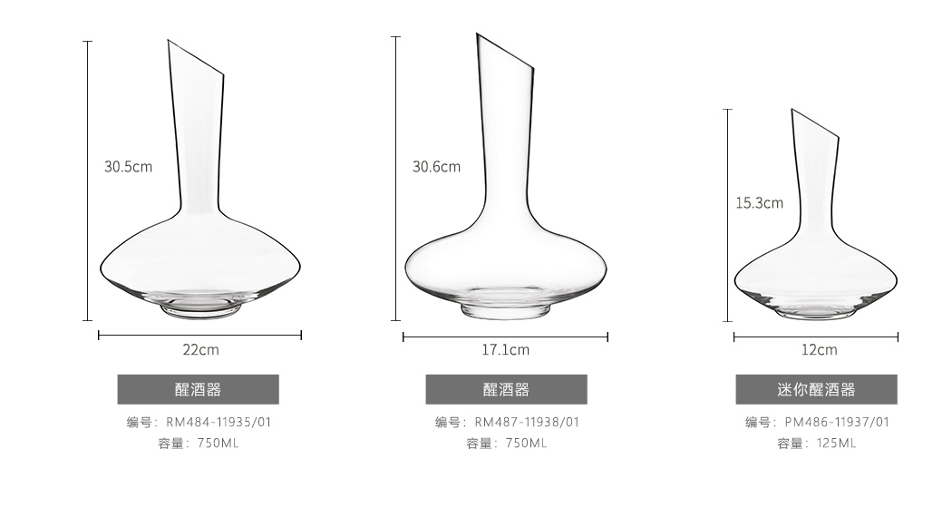 路易治750ML和125ML迷你款醒酒器参数