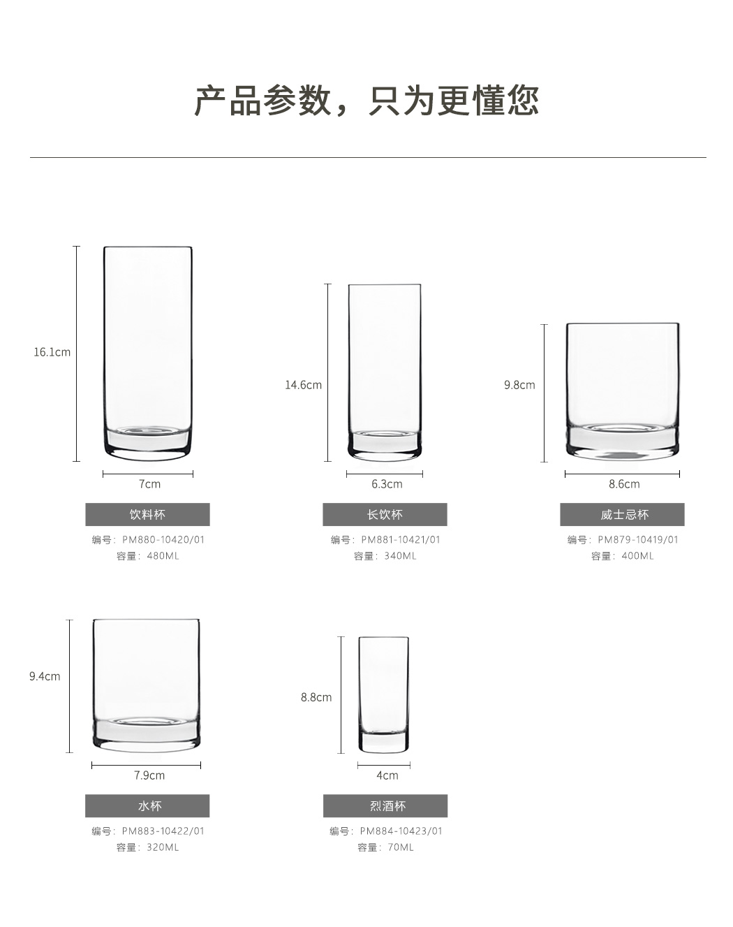 路易治波米奥尼经典系列长饮杯、水杯、威士忌杯参数