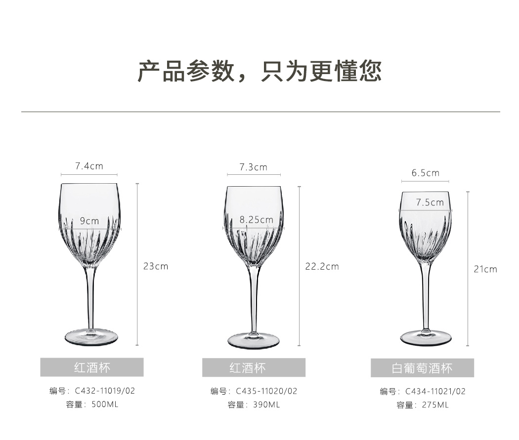 路易治(Luigi)波米奥尼甜心系列红酒杯白葡萄酒杯参数